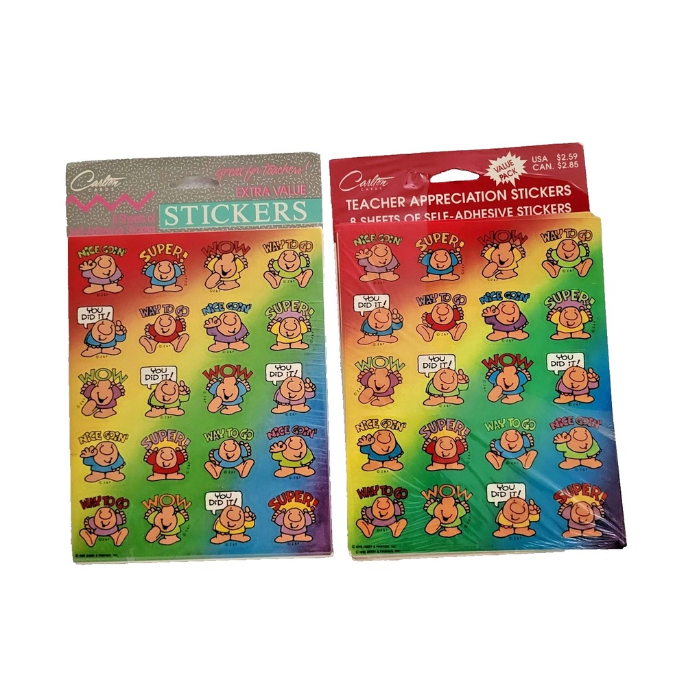 Vintage 1992 Ziggy Cartoon Teacher Reward Stickers 2 Packs 16 Sheets Carlton